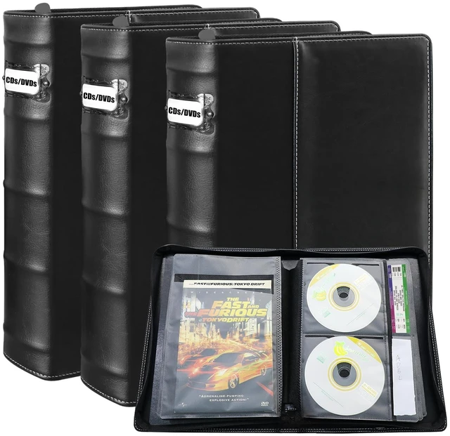 Main image of PUTNATRUE CD DVD Storage Binder 3 Pack, Holds 168 Discs and 84 Booklets with Tag Slots, Portable Media Disc Organizer for Blu ray, Music, Video Games, Home Collection and Car (Black Pages)