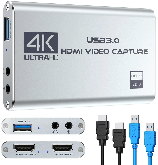Main image of Video Capture Card 4K 1080P 60FPS, USB 3.0 HDMI Video Capture Device, HD Game Capture Card for Streaming, Work with PS4/PS5/Xbox/PC/Mac Windows 10/11