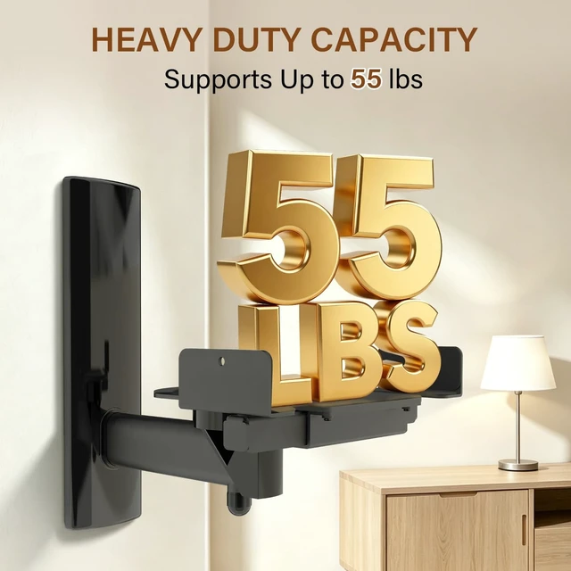 Alt view image 4 of 5 - JiffyPoint Speaker Wall Mounts,Adjustable Swivel & Tilt,55 Lbs,1Pair Black