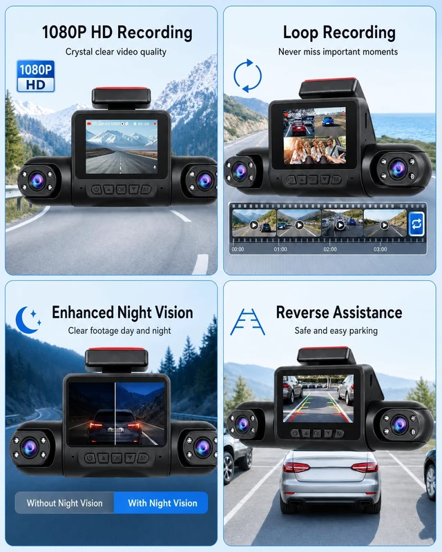 Alt view image 4 of 5 - 4 Channel 360 Dash Cam, 1080P FHD Front and Rear Camera for Cars