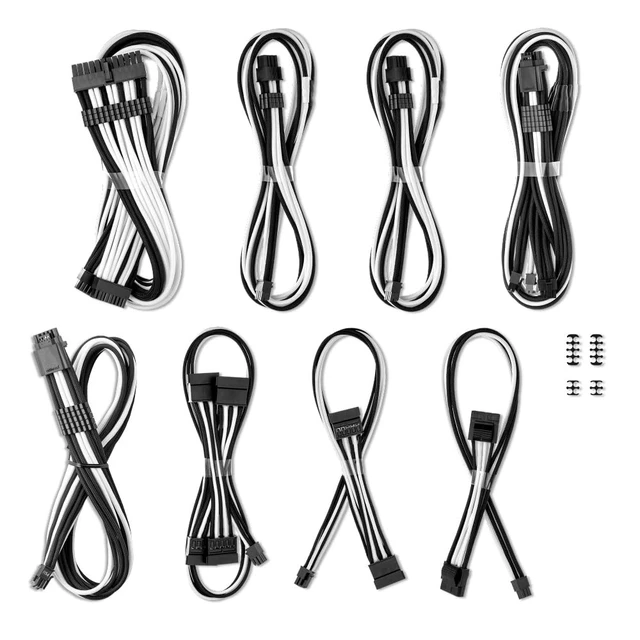 Alt view image 3 of 3 - CableMod Pro ModFlex Sleeved Dual 12V-2x6 Cable Kit for EVGA (Blk + White)