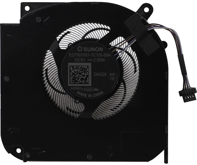 Main image of CPU Cooling Fan Replacement for TongFang THER7GK5M6-1411 GK5MP6O GK5MP60 Maingear Vector Pro MG-VCP17 EG75070S1-1C100-S9A DC 5V Thickness: 8mm