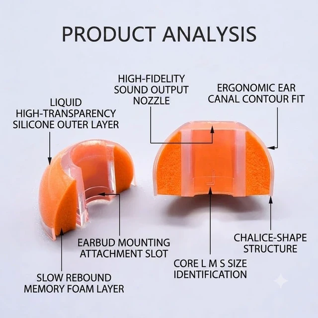 Alt view image 2 of 4 - Zotech Hybrid Eartips for Earbuds, Memory Foam & Silicone, 3 Pairs