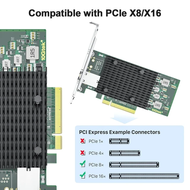 Alt view image 3 of 4 - Alwong 10G PCIe RJ45 Network Card, Equivalent to Intel X540-T1