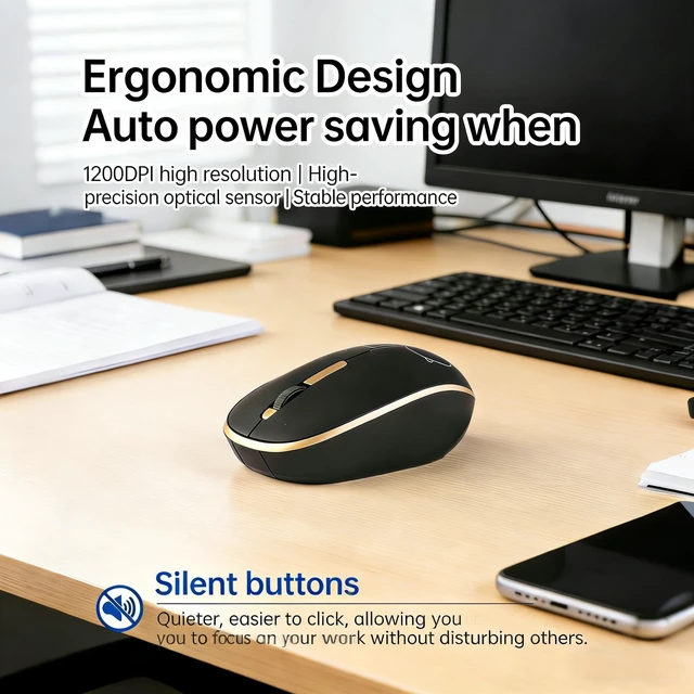 Alt view image 3 of 5 - Samudgate Wireless Bluetooth Mouse - Dual Mode 5.2 + 2.4GHz USB-A & Type-C Battery Powered, Compatible with MacBook Air/Pro, Windows Laptops, PC, Tablets & Smartphones - for iOS 13+, macOS, And
