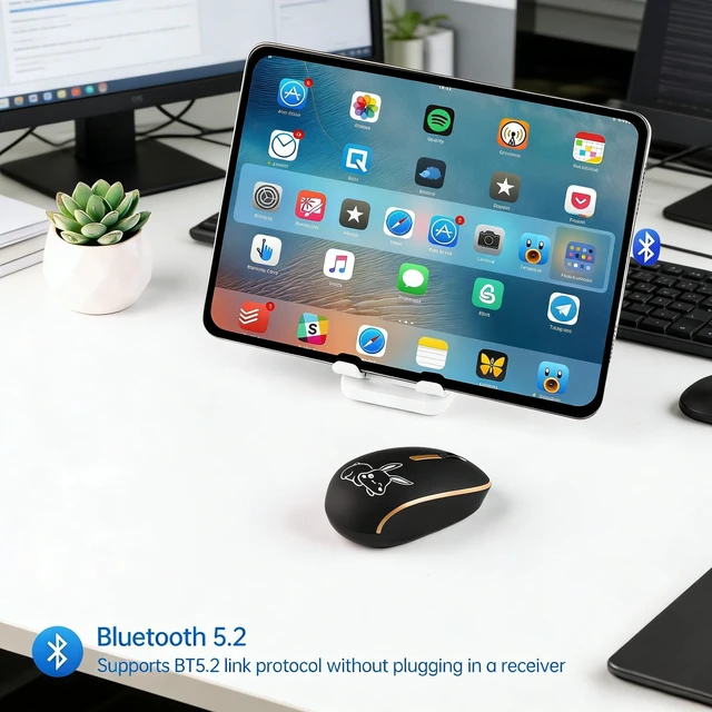 Alt view image 5 of 5 - Samudgate Wireless Bluetooth Mouse - Dual Mode 5.2 + 2.4GHz USB-A & Type-C Battery Powered, Compatible with MacBook Air/Pro, Windows Laptops, PC, Tablets & Smartphones - for iOS 13+, macOS, And