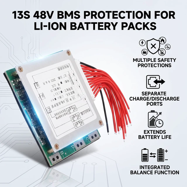 Alt view image 3 of 5 - Lithium-ion Battery PCB Board 13S 48V 35A with Balance Function for Power Charging