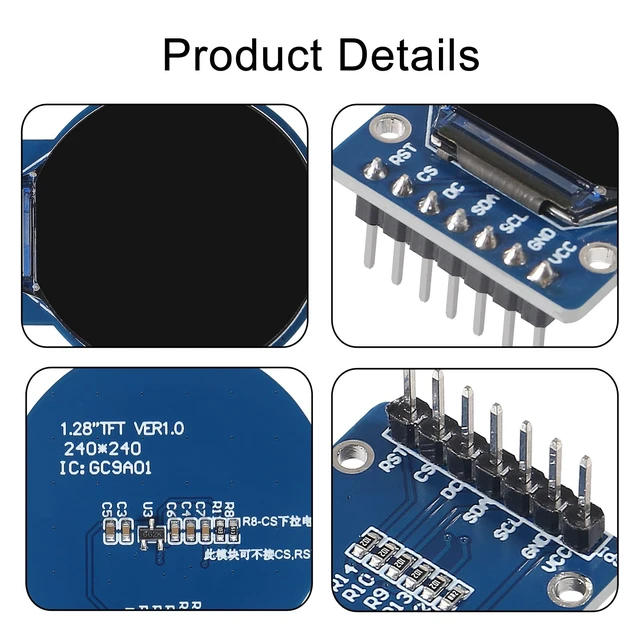 Alt view image 3 of 4 - D-FLIFE 1.28 Inch TFT LCD Display Module Round RGB 240 * 240 GC9A01 Driver 4 Wire SPI Interface 240x240 PCB for Arduino (5pcs)