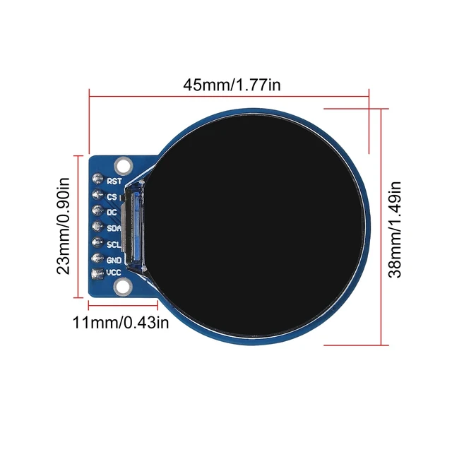 Alt view image 4 of 4 - D-FLIFE 1.28 Inch TFT LCD Display Module Round RGB 240 * 240 GC9A01 Driver 4 Wire SPI Interface 240x240 PCB for Arduino (5pcs)