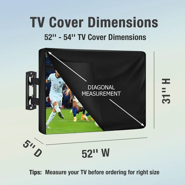 Alt view image 2 of 5 - REDRICH 600D Heavy Duty Outdoor TV Cover for 52-54 inch TV, Upgraded Waterproof and Dustproof TV Screen Protectors with Zipper for Outside