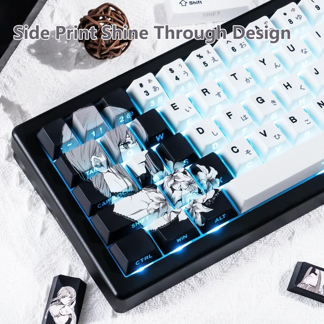 Alt view image 3 of 5 - JOLINTAL Black and White Japanese Shine Through Keycaps for Gaming Keyboard