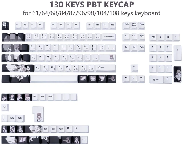 Alt view image 2 of 5 - JOLINTAL Black and White Japanese Shine Through Keycaps for Gaming Keyboard