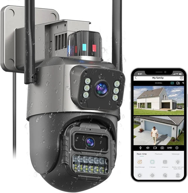 Main image of GUOANVISION Outdoor Camera, Dual Lens PTZ 6MP Security Camera Outdoor (Grayish-Black)