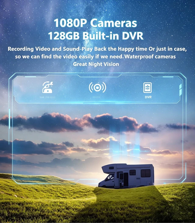 Alt view image 4 of 5 - 11-Inch 6 Split Touchable 128GB Large Audio Screen 1080P Backup Camera Monitor & Built-in DVR Video Recorder for RV Truck Trailer Rear Side Front Reversing View Wired System Image Waterproof DCM06