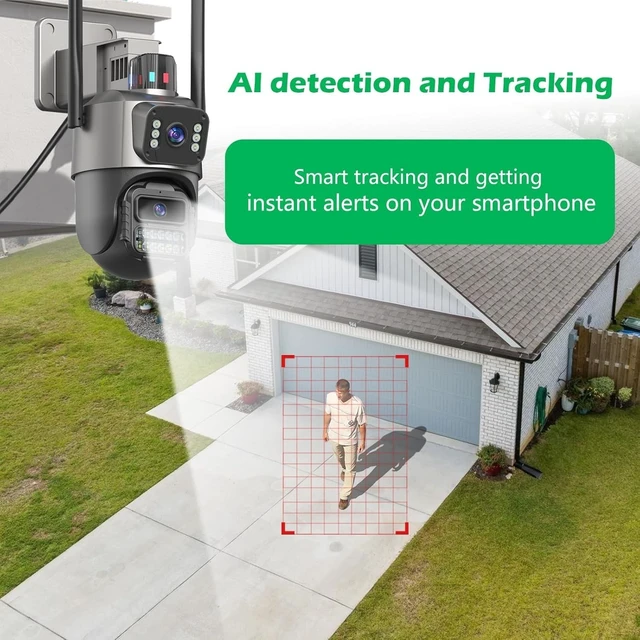 Alt view image 3 of 5 - GUOANVISION Outdoor Camera, Dual Lens PTZ 6MP Security Camera Outdoor (Grayish-Black)