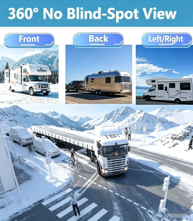 Alt view image 3 of 5 - 11-Inch 6 Split Touchable 128GB Large Audio Screen 1080P Backup Camera Monitor & Built-in DVR Video Recorder for RV Truck Trailer Rear Side Front Reversing View Wired System Image Waterproof DCM06