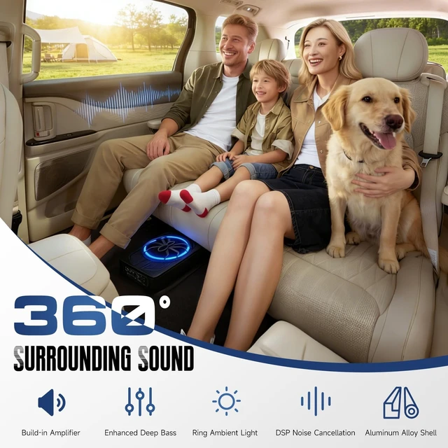 Alt view image 4 of 5 - Driauto 1000W 10" Slim Under Seat Powered Car Subwoofer and Amp Package