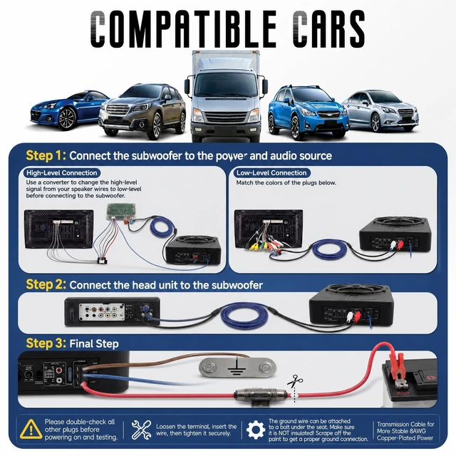 Alt view image 3 of 5 - Driauto 1000W 10" Slim Under Seat Powered Car Subwoofer and Amp Package