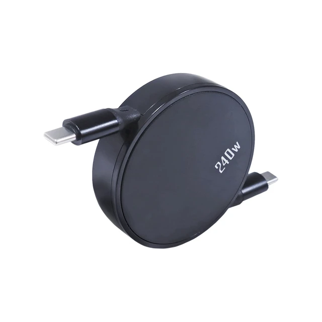 Alt view image 2 of 5 - BoxWave Cable Compatible with Dell Inspiron Chromebook 14 2-in-1 (14 in) - PD miniSync (240W), Retractable PD 240W Portable USB Type-C Cable - Jet Black