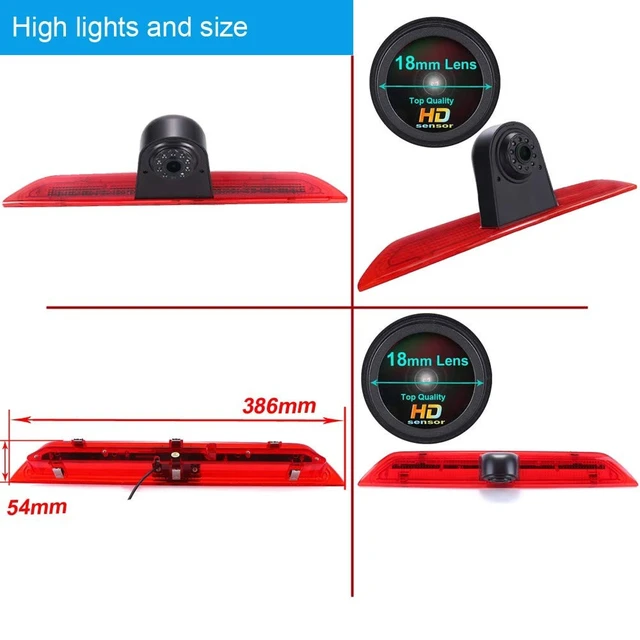 Alt view image 4 of 5 - Super HD 1280x720 Pixel 3rd Brake Light Reversing car Camera Brake lamp Parking for Ford Transit Tourneo Custom Jumbo Kasten V363 F150 F250 F350 V636 MK8 Third MPV ++7" car Reverse Monitor Waterproof