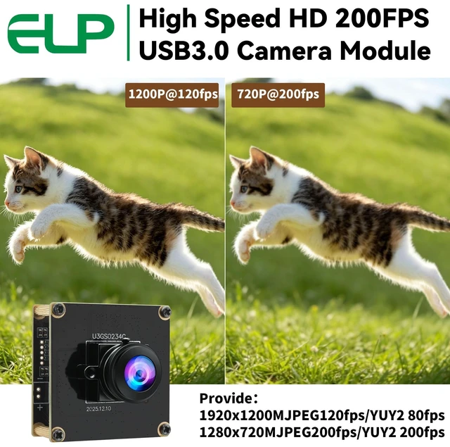 Alt view image 4 of 5 - ELP High Speed 200FPS Global Shutter USB3.0 Fisheye Camera Module Wide Angle 180degree Webcam Board for Computer Mini UVC USB3.0/2.0 PC Camera Fast Frame Lightburn Cameras 1200P 120fps 200 Webcamera