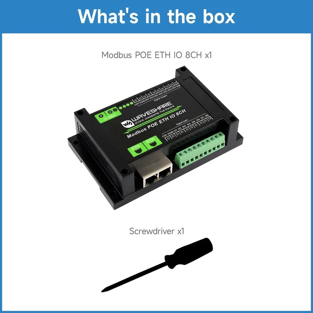 Alt view image 2 of 5 - KLAYERS Industrial 8-Channel Ethernet Input/Output Module with Modbus RTU/TCP and PoE Support
