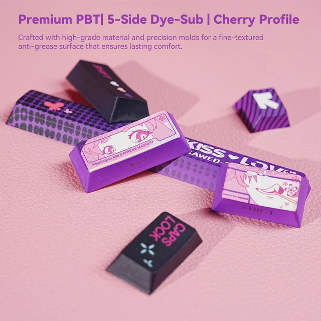 Alt view image 2 of 5 - TITANNATION Kiss & Love Gaming Keycaps, 151-Key PBT 5-Sided Dye-Sublimated Keycap Set, Cherry Profile, Full Layout Support for 60% 75% 100% MX Mechanical Keyboards