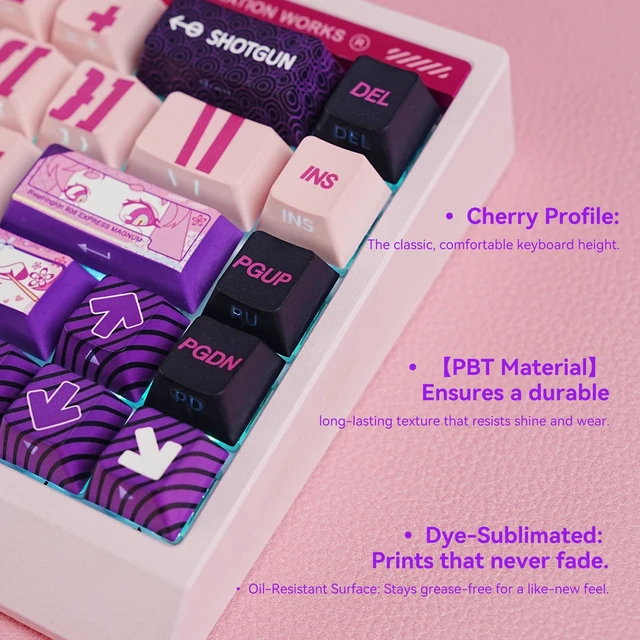 Alt view image 5 of 5 - TITANNATION Kiss & Love Gaming Keycaps, 151-Key PBT 5-Sided Dye-Sublimated Keycap Set, Cherry Profile, Full Layout Support for 60% 75% 100% MX Mechanical Keyboards