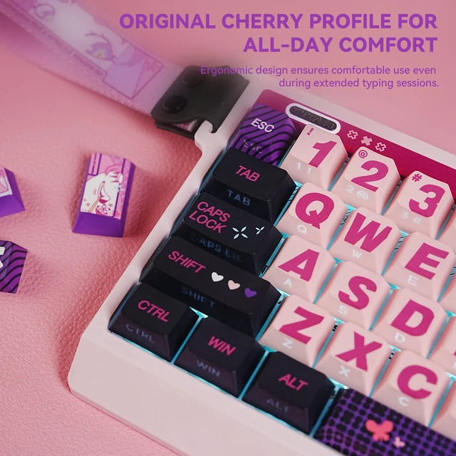 Alt view image 3 of 5 - TITANNATION Kiss & Love Gaming Keycaps, 151-Key PBT 5-Sided Dye-Sublimated Keycap Set, Cherry Profile, Full Layout Support for 60% 75% 100% MX Mechanical Keyboards
