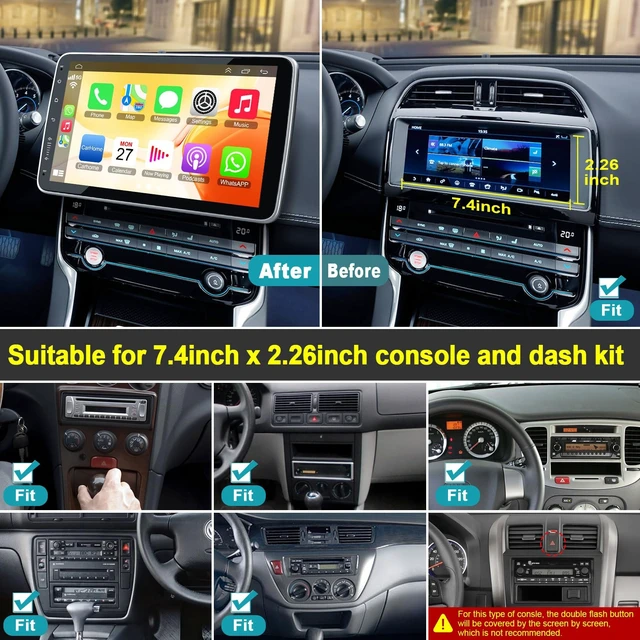 Alt view image 2 of 5 - 10 Inch Single Din Car Stereo Wireless CarPlay Android Auto Rotatable Touchscreen Android CarPlay Radio Bluetooth FM GPS Navigation WiFi Car Audio Receiver Head Unit QLED Screen+Rear Camera, 4G