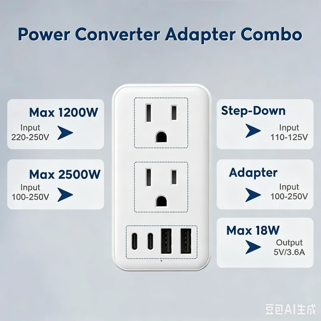 Alt view image 5 of 5 - International Travel Voltage Converter 220V to 110V for Hair Dryer