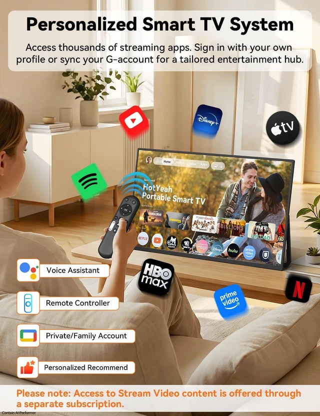 Alt view image 3 of 5 - Portable Smart TV, 23.8" 1080P 2-in-1 Rolling TV & Monitor, VESA Compatible