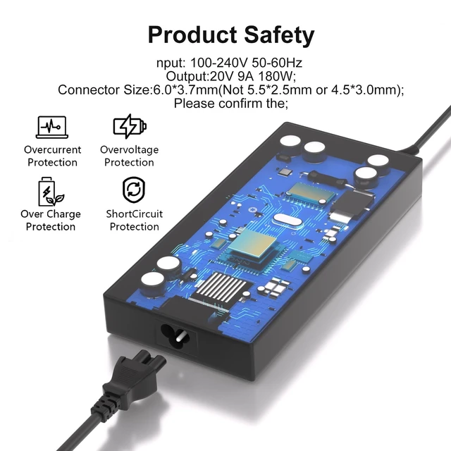 Alt view image 5 of 5 - 180W AC Power Adapter 6.0 x 3.7mm tip Laptop Charger for ASUS ROG Zephyrus