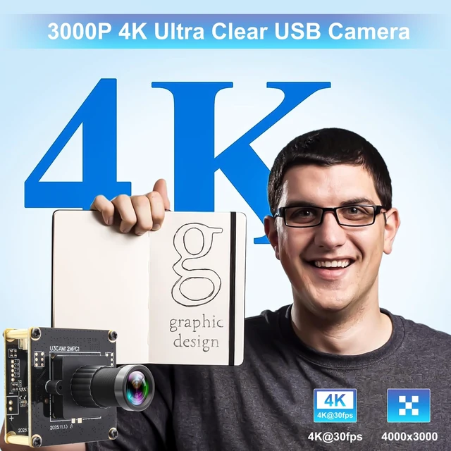 Alt view image 3 of 5 - IFWATER 12MP USB3.0 Camera Module, High Definition 3000P 4K@30fps 1080P@230fps UVC Camera,12 Narrow FOV M12 Lens, Plug&Play for Windows Linux Mac PC Jetson Nano, Ideal for Golf Swing 3D Printer