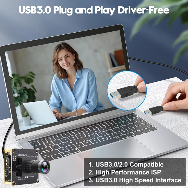 Alt view image 4 of 5 - IFWATER 12MP USB3.0 Camera Module, High Definition 3000P 4K@30fps 1080P@230fps UVC Camera,12 Narrow FOV M12 Lens, Plug&Play for Windows Linux Mac PC Jetson Nano, Ideal for Golf Swing 3D Printer