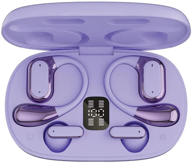 Main image of RCA EarSwitch 4in1 Duo TWS Wireless Earbuds, Bluetooth 5.4 Open-Ear & in-Ear Headphones, Dual Earbud Sets in One Case, 20H Playtime, LED Display, Ultra Bass, Touch Control, Sport & Gym (Purple)