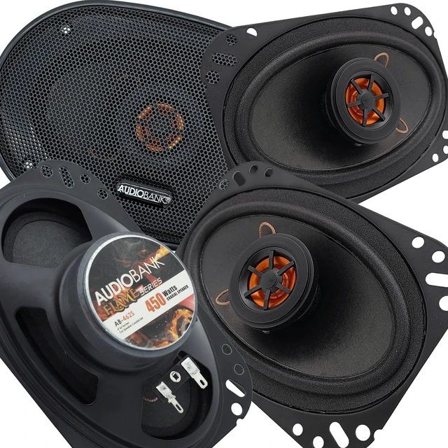 Main image of Audiobank AB462S 4 x 6 Inch 2-Way Car Audio Coaxial Speakers, 450W Max Power, Full-Range Stereo Replacement Pair, 2 Speakers
