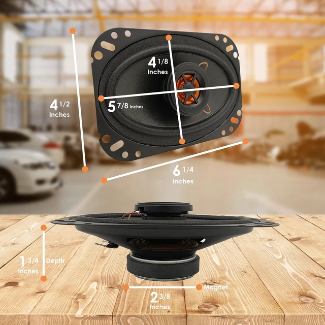 Alt view image 5 of 5 - Audiobank AB462S 4 x 6 Inch 2-Way Car Audio Coaxial Speakers, 450W Max Power, Full-Range Stereo Replacement Pair, 2 Speakers
