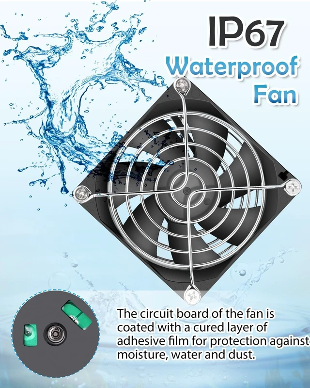 Alt view image 2 of 5 - GDSTIME 24V DC Waterproof Fan 80mm x 25mm IP67 2-Pin Dual Ball Bearing 2Pcs