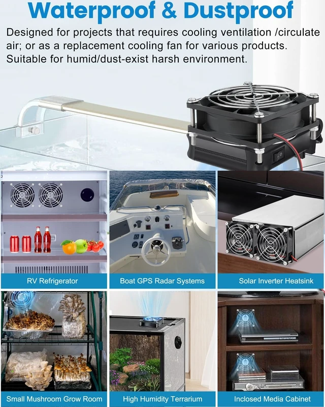 Alt view image 3 of 5 - GDSTIME 24V DC Waterproof Fan 80mm x 25mm IP67 2-Pin Dual Ball Bearing 2Pcs