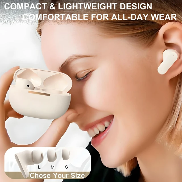 Alt view image 2 of 5 - TINGER in-Ear ANC Wireless Earbuds, 35dB Active Noise Canceling Bluetooth Headphones, 24H Playtime Hi-Fi Bass Earphones with IPX4 Waterproof, Built-in Mic for Travel Workout