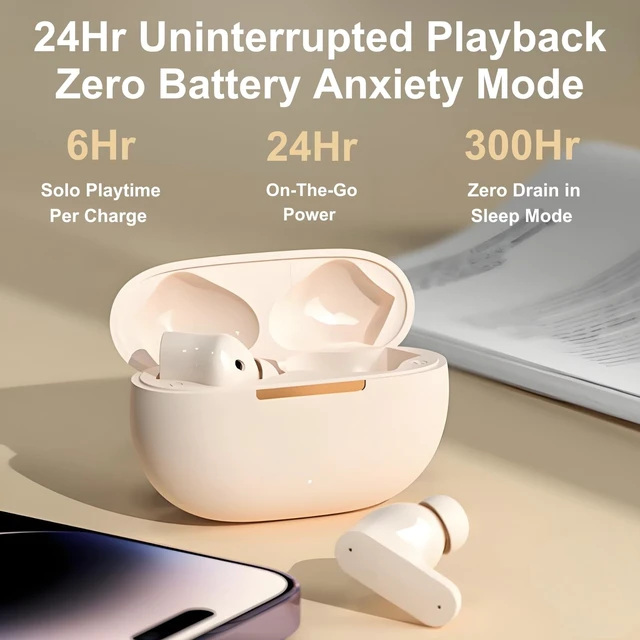 Alt view image 3 of 5 - TINGER in-Ear ANC Wireless Earbuds, 35dB Active Noise Canceling Bluetooth Headphones, 24H Playtime Hi-Fi Bass Earphones with IPX4 Waterproof, Built-in Mic for Travel Workout