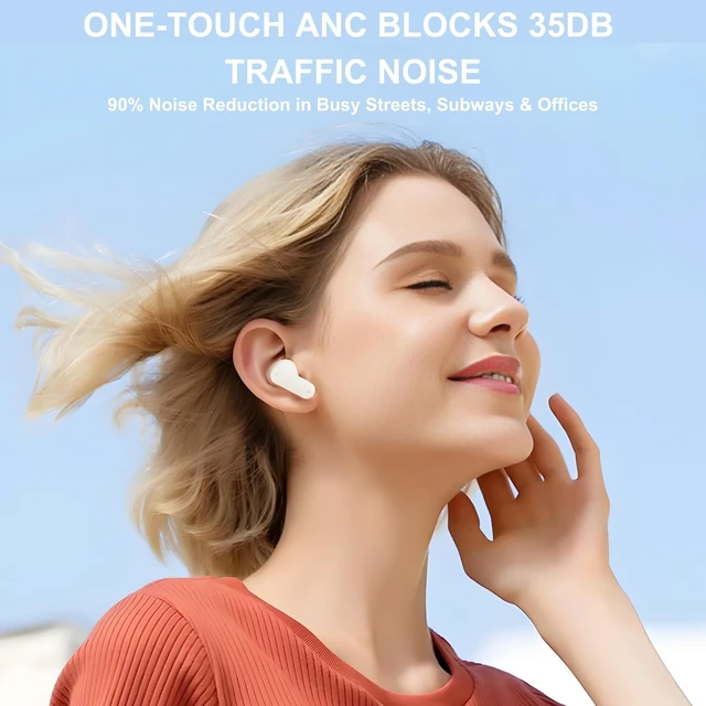 Alt view image 5 of 5 - TINGER in-Ear ANC Wireless Earbuds, 35dB Active Noise Canceling Bluetooth Headphones, 24H Playtime Hi-Fi Bass Earphones with IPX4 Waterproof, Built-in Mic for Travel Workout