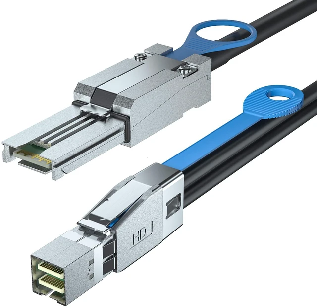 Main image of H!Fiber.com SFF-8644 to SFF-8088 Cable, 6Gbps External HD Mini SAS Hybrid Cable, 2.5-Meter(8.2ft), 100 Ohms, Attached SCSI for Raid Systems, DataCenter, Servers, Workstations and Desktops