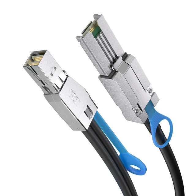 Alt view image 2 of 5 - H!Fiber.com SFF-8644 to SFF-8088 Cable, 6Gbps External HD Mini SAS Hybrid Cable, 2.5-Meter(8.2ft), 100 Ohms, Attached SCSI for Raid Systems, DataCenter, Servers, Workstations and Desktops