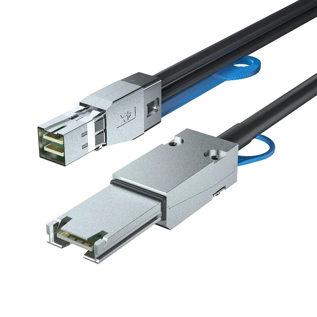 Alt view image 3 of 5 - H!Fiber.com SFF-8644 to SFF-8088 Cable, 6Gbps External HD Mini SAS Hybrid Cable, 2.5-Meter(8.2ft), 100 Ohms, Attached SCSI for Raid Systems, DataCenter, Servers, Workstations and Desktops