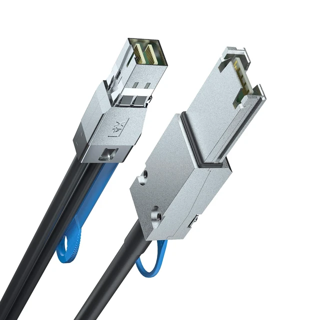 Alt view image 4 of 5 - H!Fiber.com SFF-8644 to SFF-8088 Cable, 6Gbps External HD Mini SAS Hybrid Cable, 2.5-Meter(8.2ft), 100 Ohms, Attached SCSI for Raid Systems, DataCenter, Servers, Workstations and Desktops