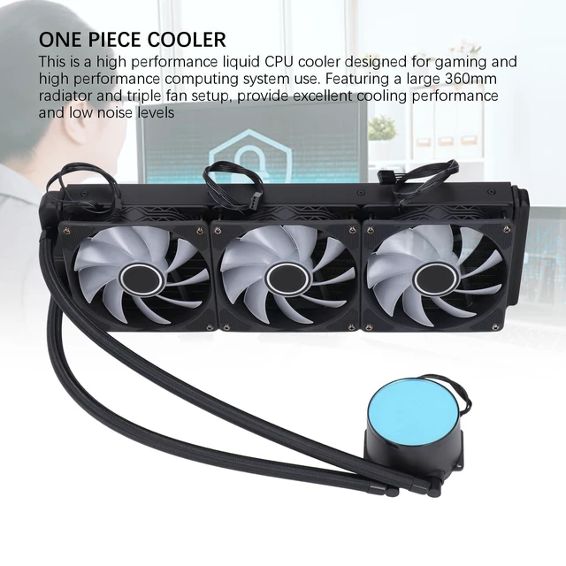 Alt view image 5 of 5 - 360mm AIO CPU Liquid Cooler, PWM Control CPU Water Cooler with RGB Light, CPU Radiator Fan for LGA 1700/1200/2066/2011-3/2011/1156/1155/1151/1150, AM5/AM4/AM3+ AM2+ FM2+ FM2