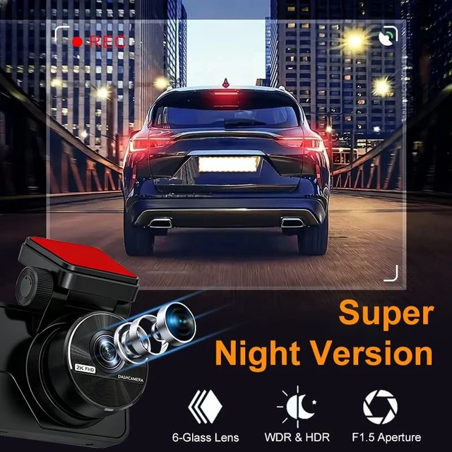 Alt view image 5 of 5 - 4K Dash Cam Front and Rear, Dash Camera for Cars with 64GB Card, Built-in 5.8G WiFi & APP Control, Night Vision, 170 Wide Angle, Loop Recording, Parking Monitor, G-Sensor, 3'' IPS Screen