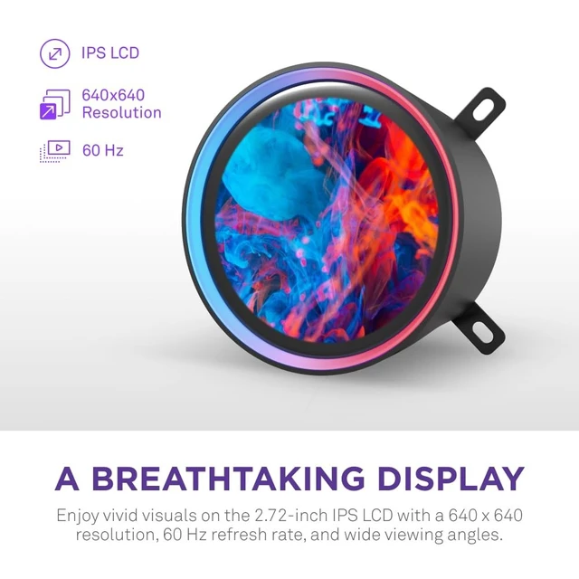 Alt view image 3 of 5 - NZXT Kraken Elite 240 RGB - 240mm AIO CPU Cooler, LCD - Black